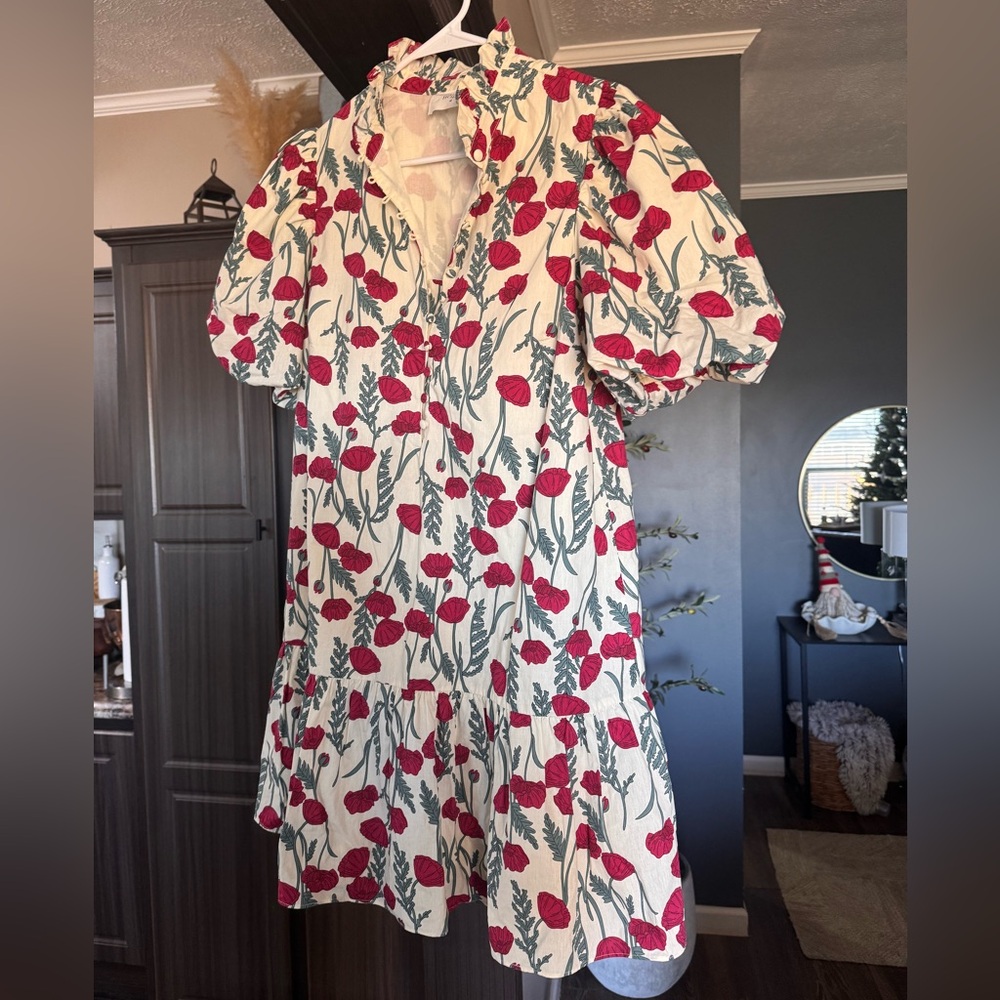 HYACINTH HOUSE
Red Amaryllis Floral Mimsy Mini Dress